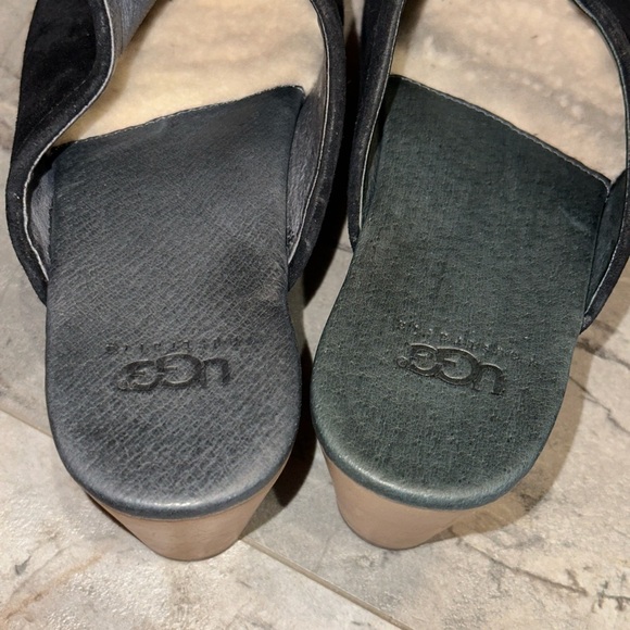 UGG Abbie Black Suede Wooden Clog Mules • Size 6 - Picture 7 of 11